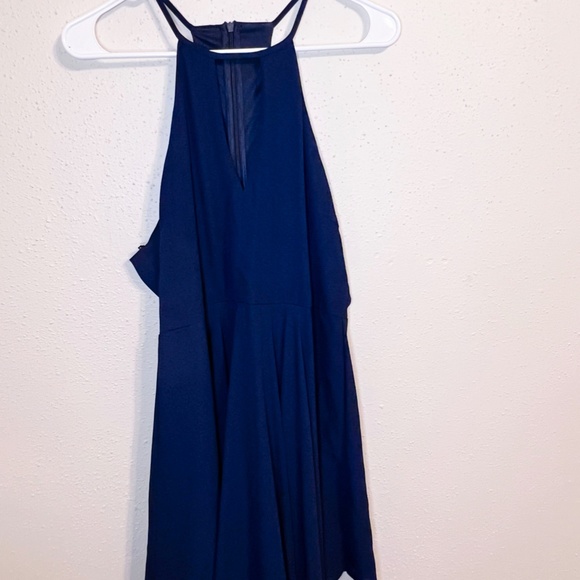 LULUS Glamorous Grace Navy Blue Halter Skater Dress - Picture 7 of 8
